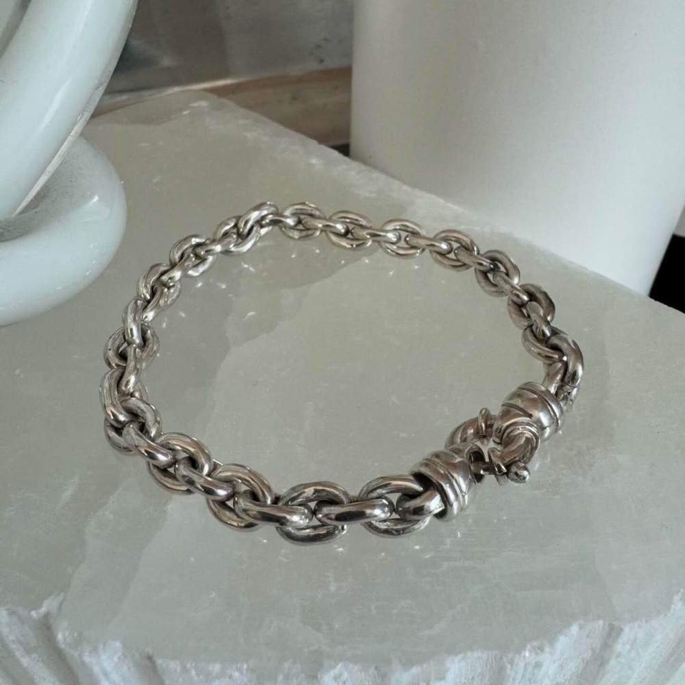 Vintage Chunky Sterling Silver Chain Bracelet
